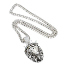 Load image into Gallery viewer, Antique White Gold Roaring Lion Necklace