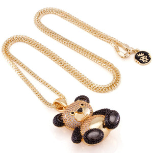 14K Gold Two-Tone CZ Panda Necklace